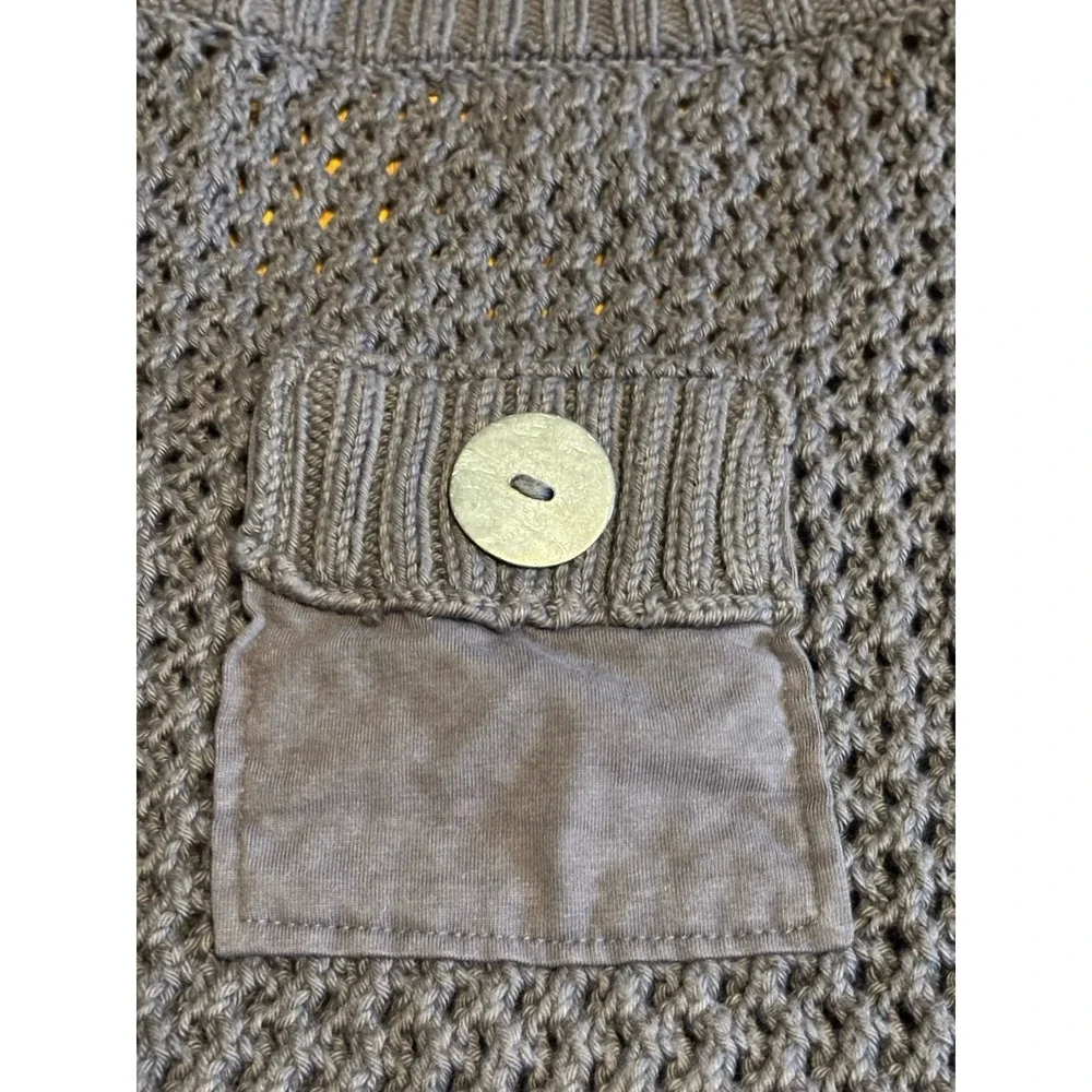 Pure Handknit Women's Oversized Grey Mixed Media Chunky Knit Pocket Sweater XS - Picture 8 of 13